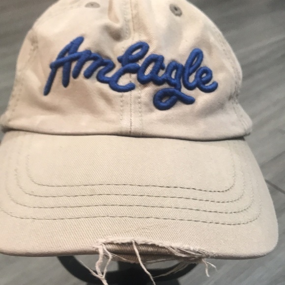 American Eagle Outfitters Khaki Embroidered Factory Distressed Fashion Cap - Picture 3 of 9